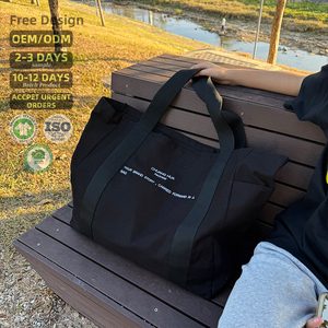 Bolsa de Mano Extra Grande Negra Personalizada con Logotipo Bordado, Bolsa de Compras, Bolsa de Playa de Lona - Product Image 3