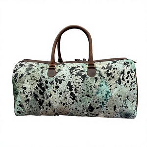B S International Vintage Style Genuine Leather Duffle Unisex Travel <b>Bag</b> Zipper <b>Foldable</b> Large Capacity Lightweight - Product Image 2