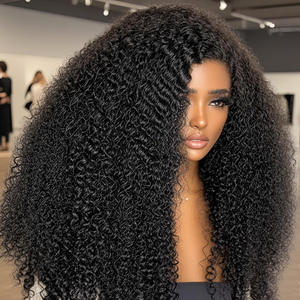 10-30 inch Mông Cổ afro kinky xoăn tóc con người ren phía trước tóc giả tóc Trinh Nữ trong suốt HD đầy đủ ren phía trước tóc giả với mái tóc bé - Product Image 2