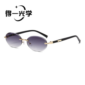 Frameless Round <b>Sunglasses</b> Black UV400 Light Weight Unisex - Product Image 3