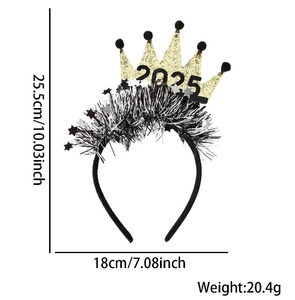 Bonne année thème clinquant feuille frangée bandeau coiffure tête porter des accessoires <span class=keywords><strong>photo</strong></span> pour 2025 nouvel an célébration fête décor - Product Image 5