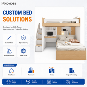 Cama litera compacta refinada con solución inteligente para dormir compartido, ideal para habitaciones infantiles, hostales familiares y proyectos de dormitorios. - Product Image 4
