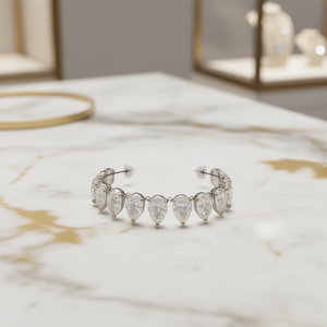 Orecchini a polsino alla moda con diamante bianco taglio a pera, cristalli e strass con montatura a griffe, gioielli da festa alla moda da donna - Product Image 2