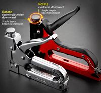 Pistolet à agrafes robuste 3-en-1, agrafeuse manuelle avec poignée chromée pour rembourrage, toiture, moquette, rembourrage de tapis, acier de qualité industrielle