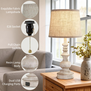 Table Lamp Ceramic Beige Shade E26 LED Bulb <b>Push</b> <b>Button</b> <b>Switch</b> Modern Design Eye Caring Desk Bedside Lighting - Product Image 4