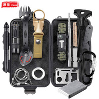 Kit de survie multifonctionnel d'extérieur, équipement d'aventure, boîte à outils de premiers secours pour la prévention des catastrophes, sifflet, allume-feu, survie