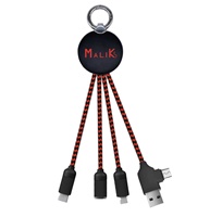 Cadeau d'entreprise le moins cher, logo lumineux, coloré, câble de charge USB multifonction 3 4 5 en 1, porte-clés pour téléphones portables