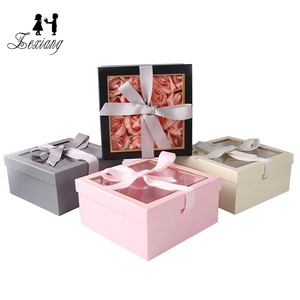 Good Quality Factory 2Pcs/Sets <strong>Square</strong> Paper Box PVC Open Window <strong>Boxes</strong> for Gift - Product Image 1