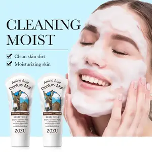 OEM ZOZU Etiqueta Privada natural orgánico aminoácido leche de burra limpieza profunda blanqueamiento limpiador facial