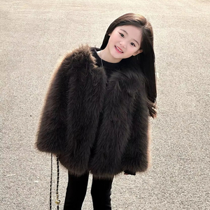 Abrigo de Piel Sintética Macaron para Niñas, Manga Larga, Cálido, Corto, para Invierno, Venta al Por Mayor, OEM - Product Image 1