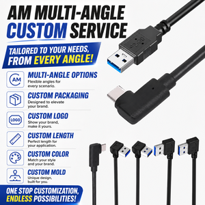 สายเคเบิล LUNGKAY Custom USB 3.0 แบบตัวผู้ หัวงอขวา Type C ความเร็วในการส่งข้อมูล 5Gbps และชาร์จเร็วสำหรับอุปกรณ์อิเล็กทรอนิกส์ - Product Image 2