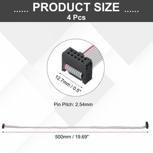 Cable plano IDC con conductor de cobre Uxcell, 10 pines, paso de 2,54 mm, 0,5 m, conector gris tipo A - Product Image 4