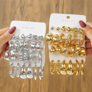Juego de Aretes Ccb, Forma Geométrica de C, Aleación de Zinc, Joyería de Moda para Fiestas - Product Image 2