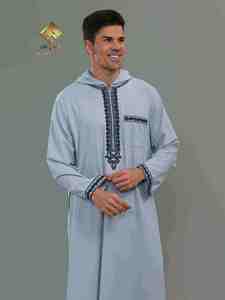 Soft and Comfortable Men's Burqa with Hat Casual Polyester Embroidery Design for Great Look - Product Image 3