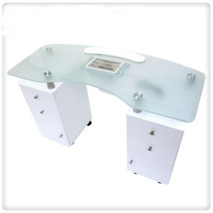 Meubles de salon de <span class=keywords><strong>manucure</strong></span> blancs avec plateau en verre, table de <span class=keywords><strong>manucure</strong></span> avec ventilateur d'évacuation, design personnalisé, LED disponible - Product Image 1