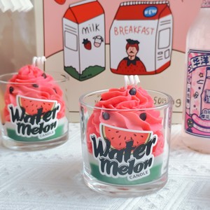 Watermelon Ice Cream Scented Candle Glass <b>Cup</b> Soy Wax Creative Home Decor Wedding Party Favor Gift - Product Image 1