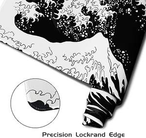 Tapis de souris de jeu personnalisé noir et blanc avec motif de vagues océaniques japonaises, respectueux de l'environnement, antidérapant, en caoutchouc, grand format, tapis de bureau pour jeux - Product Image 2
