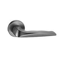 Poignée de porte moderne en alliage de zinc, ronde, avec rosette noire, pour usage intérieur dans les hôtels, appartements, bureaux et bâtiments commerciaux