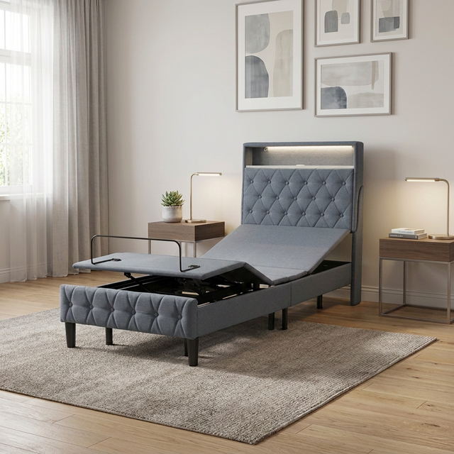 China Bedroom Furniture Manufacturer Multifunctional Smart Electric Adjustable Bed with Massage Function