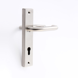 Maniglia per <span class=keywords><strong>Porta</strong></span> in Legno con Serratura in Acciaio Inox dal Design Semplice su Piastra - Product Image 1