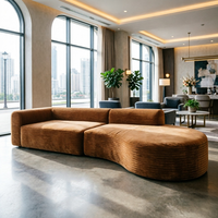 Canapé modulaire incurvé moderne personnalisable - Tissu en velours côtelé de qualité commerciale pour hall d'hôtel et vente au détail OEM sur mesure