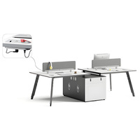 Poste de travail de bureau individuel moderne en bois avec cloison de séparation pour employés, ensemble de mobilier de bureau blanc