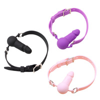 SEXBAY Usine Ventes Directes Sex Toys Bouche Gag Ball Silicone Bundle avec Gode Tête Sangle Lesbienne SM Bondage
