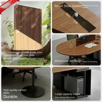 Ensemble bureau et chaise de bureau moderne minimaliste E0, poste de travail ovale pour 4 personnes avec panneau de séparation de rangement imperméable