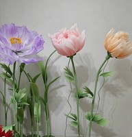 Promotion Populaire : Fleurs de pivoine artificielles géantes en soie et organza, ouvrables et refermables, avec support, pour décoration de scène de mariage et vitrine