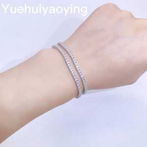 Fashion Jewelry Gra Vvs Cluster Round Cut Cluster 4mm 925 Sterling Silver Bracelet <b>Moissanite</b> Tennis <b>Chain</b> - Product Image 3