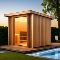 Gaya Modern Finlandia 2-8 orang dapat disesuaikan Sauna inframerah kayu luar ruangan spektrum penuh inframerah karbon Sauna