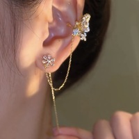 Boucles d'oreilles clip nuage en laiton plaqué or avec zircon, bijoux fantaisie pour filles mignonnes