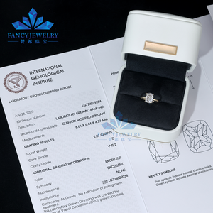 Bague de fiançailles et de mariage pour femme en or jaune 10K 14K 18K avec diamant de laboratoire de forme coussin IGI CVD HPHT 1CT 2CT 3CT 4CT 5CT - Product Image 3