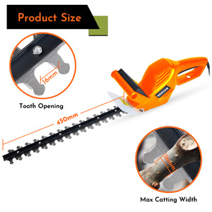 Vertak <span class=keywords><strong>Tagliasiepi</strong></span> Elettrico Potente 500W Senza Utensili, Lama da 450mm, Larghezza di Taglio 16mm, con Cavo - Product Image 2