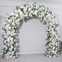 Événement Décoration Ensemble Tulle Satin Toile de Fond Stand Fleurs Artificielles Ballon Arc Led Lumières Pvc Lettres Table Couverture