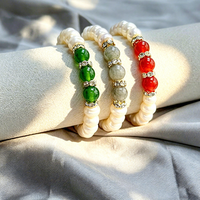 Muses Jewels Natürlicher Süßwasser-Barockperlen-Armreif 7mm/8mm Dehnbar Unisex Galvanisiertes Schmuck-Armband En Perles