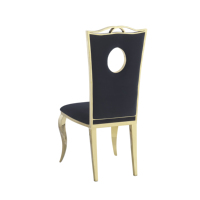 Chaise de salle à manger en velours à dossier haut, design cercle creux, avec piètement en acier inoxydable poli antirouille, chaise d'appoint confortable et courbée pour projets hôteliers