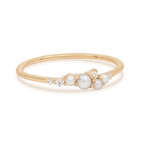 Milskye dames élégantes 14k 18k bague en argent 925 pierre blanche diamant perle d'eau douce