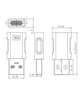 Cargador Rápido USB 3.1 CF a USB 3.0 AM, Adaptador de 10G, L=33.2mm, Adaptador USB C