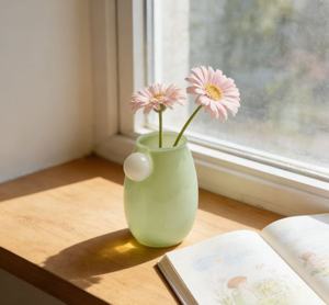 Vaso in Vetro <span class=keywords><strong>Aqua</strong></span> Personalizzato con Manico a Sfera Bianca, Decorazione da Tavolo, Vaso per Fiori in Vetro Colorato, Terrario in Vetro - Product Image 2