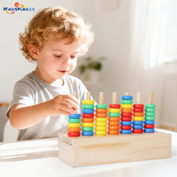 Jeu d'empilage en bois Montessori, anneaux colorés, jeu de lancer, boulier numérique, comptage des perles, jouet éducatif pour l'apprentissage des mathématiques pour enfants