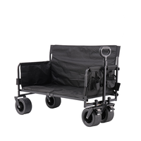 Chariot pliable multifonctionnel pour le shopping, les pique-niques et les travaux en extérieur, avec un grand espace de chargement et une structure métallique stable.