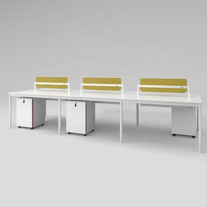 Qualité taille Standard Double face Tube rond jambe métal meubles cadre plusieurs employés Simple bureau travail Table blanche - Product Image 1
