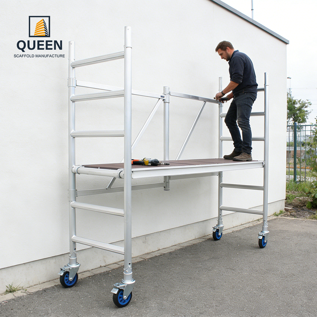 LINYI QUEEN High Strength Corrosion-resistant Mobile Aluminum Alloy Foldable Frame Scaffolding with 450KG Load Capacity