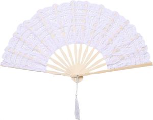 Éventails pliants élégants en soie de bambou blanc, écologiques, art populaire, cadeau de mariage avec motif floral gravé personnalisé - Product Image 1