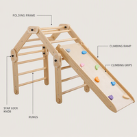 Structure d'escalade rectangulaire en bois Montessori pour enfants, ensemble pliable avec toboggan pour tout-petits, pour salon, salle de bain, cuisine