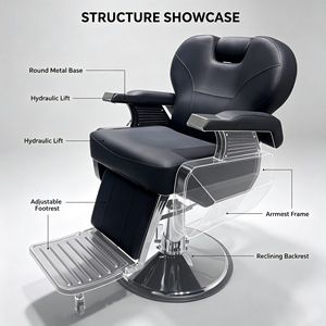 Z Professional Heavy Duty Hydraulic Ergonomic <b>Reclining</b> Hair Salon Styling Barber <b>Chair</b> Modern Barbershop - Product Image 4