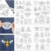 Feuilles de stabilisation pour broderie hydrosoluble DIY, motifs floraux pré-imprimés pour points de broderie, papier artisanal à transfert facile pour l'art textile
