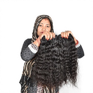 Extensions de cheveux humains indiens vierges Remy non traités, soyeux, sans perte, ondulés, 8-32 pouces, 100g, pour tissage/fusion/clip-in - Product Image 1