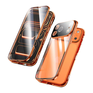 Custodia Magnetica Bifacciale in Vetro Temperato HD con Cornice in Metallo e Protezione per Obiettivo per <span class=keywords><strong>iPhone</strong></span> 17 16 15 14 Pro Max - Product Image 1